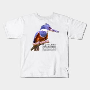 Ringed kingfisher tropical bird black text Kids T-Shirt